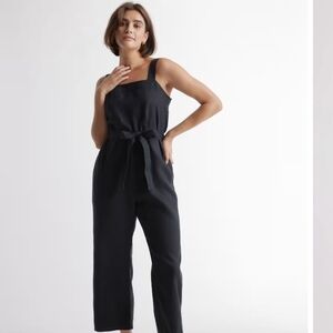Quince European Linen Jumpsuit Black Size M NWT
